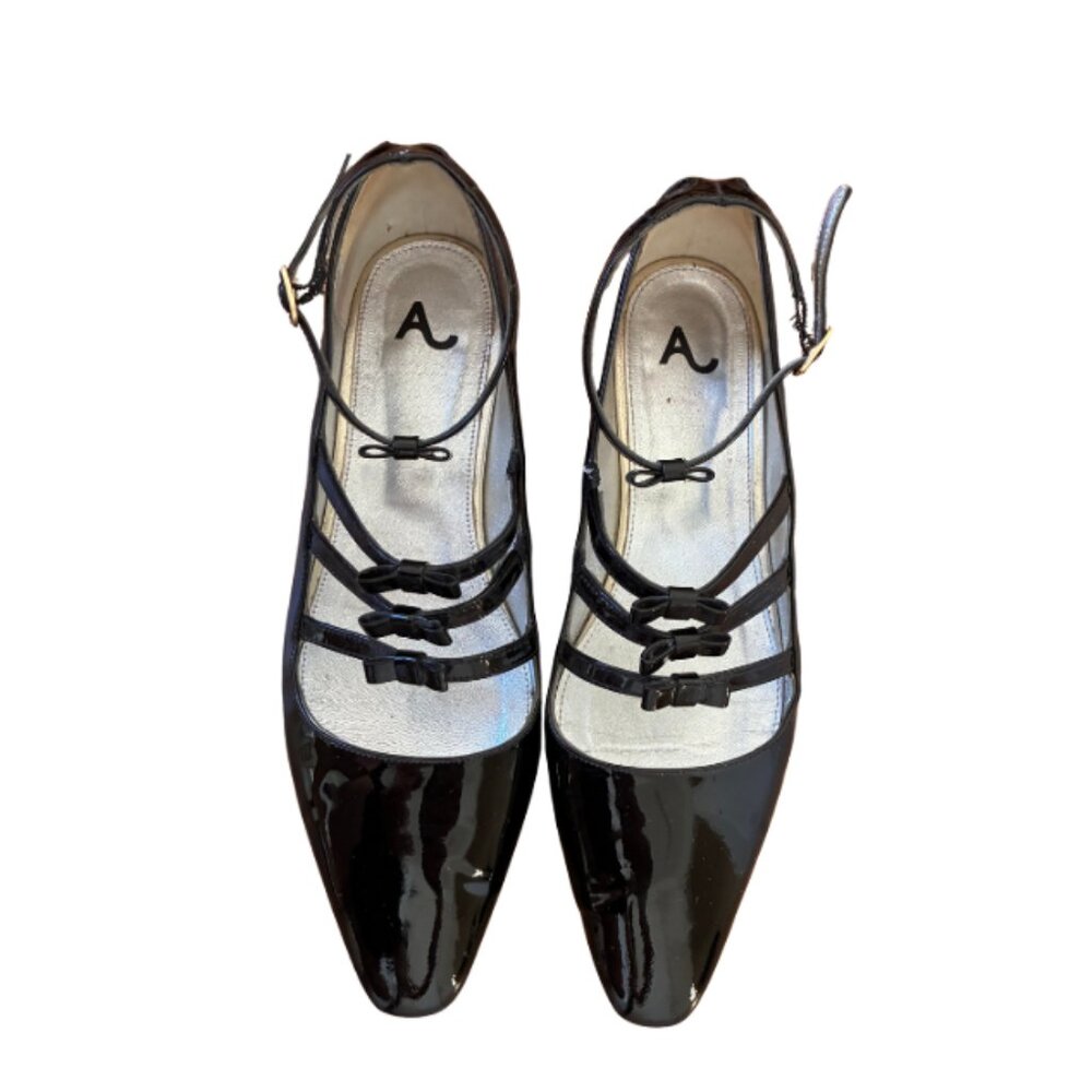 AlexaChung Bow Patent Leather Pointed Toe Flats EU 39